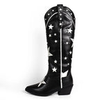 JINKO-1 Cowboy Mid Calf Western Star Embroidered Black