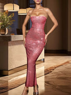 Slit Back Tube Maxi Dress
