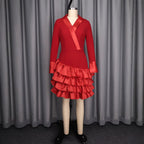 Collar long sleeved dress