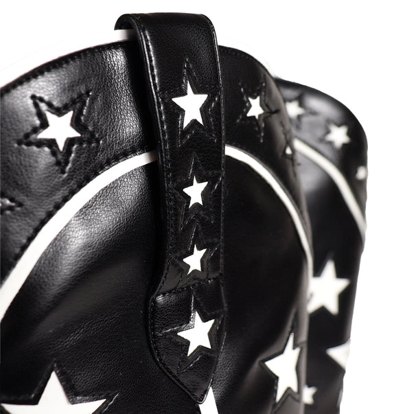 JINKO-1 Cowboy Mid Calf Western Star Embroidered Black
