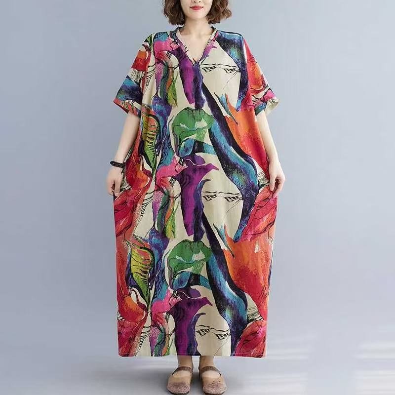 Chic Lightweight V-Neck Short Sleeve Dress for Women  Versatile Summer Style, Casual Beach Dress