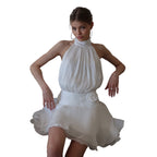 Sleeveless Halter Neck Backless Tie Dress