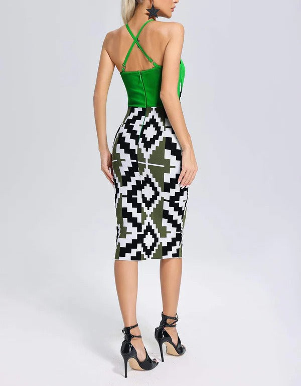 Sling Open Back Mid Skirt Dress