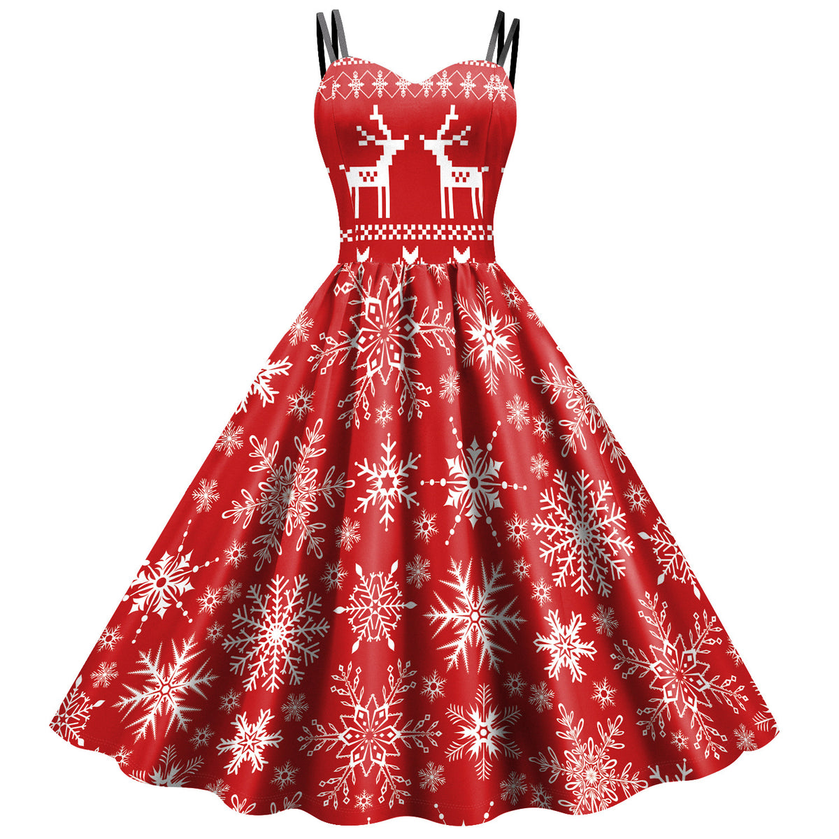 Christmas dress snowflake suspender women's dress