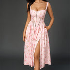 Split backless long dress