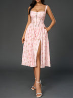 Split backless long dress