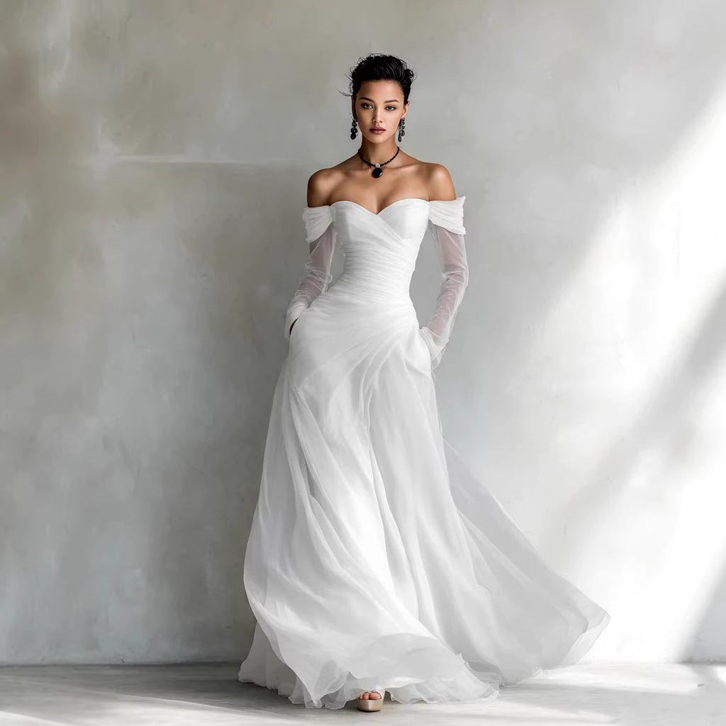 Mesh strapless long dress