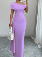 One-Shoulder Ruched Maxi Dress