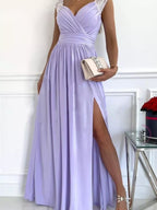 High Slit Lace Detail Maxi Dress