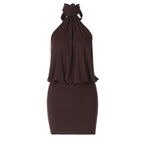 Sleeveless Strap Neckline Tie-Back Backless Bodycon Sheath Dress