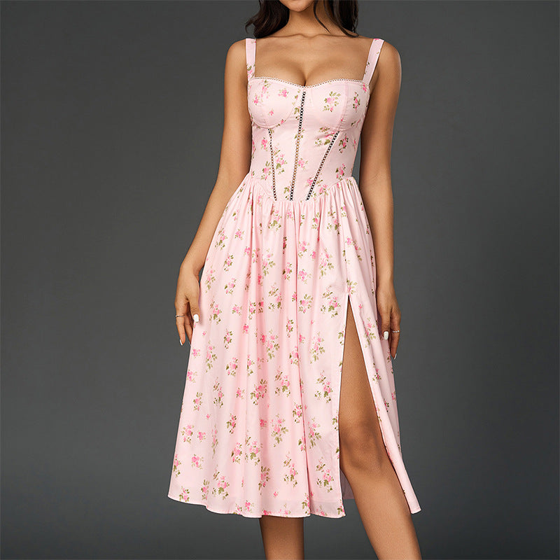 Split backless long dress