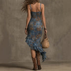 New Foreign Trade Women's Bodycon Skirt with Lotus Edge, Waist-Cinching, Sexy Long Dress