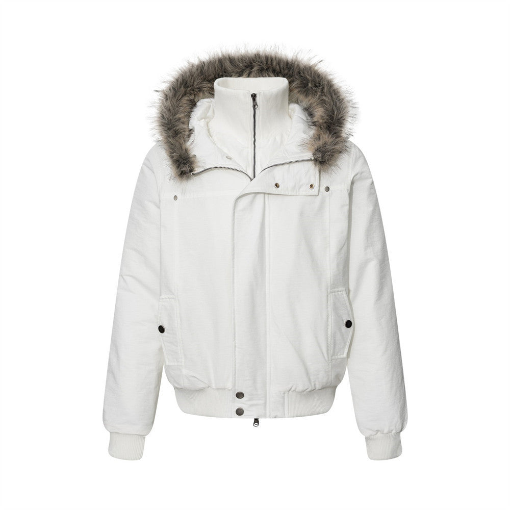 Men's Vibe Cotton Padded Jacket Double Zipper Hooded Stand Collar Flight Jacket