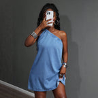 Sleeveless loose denim dress