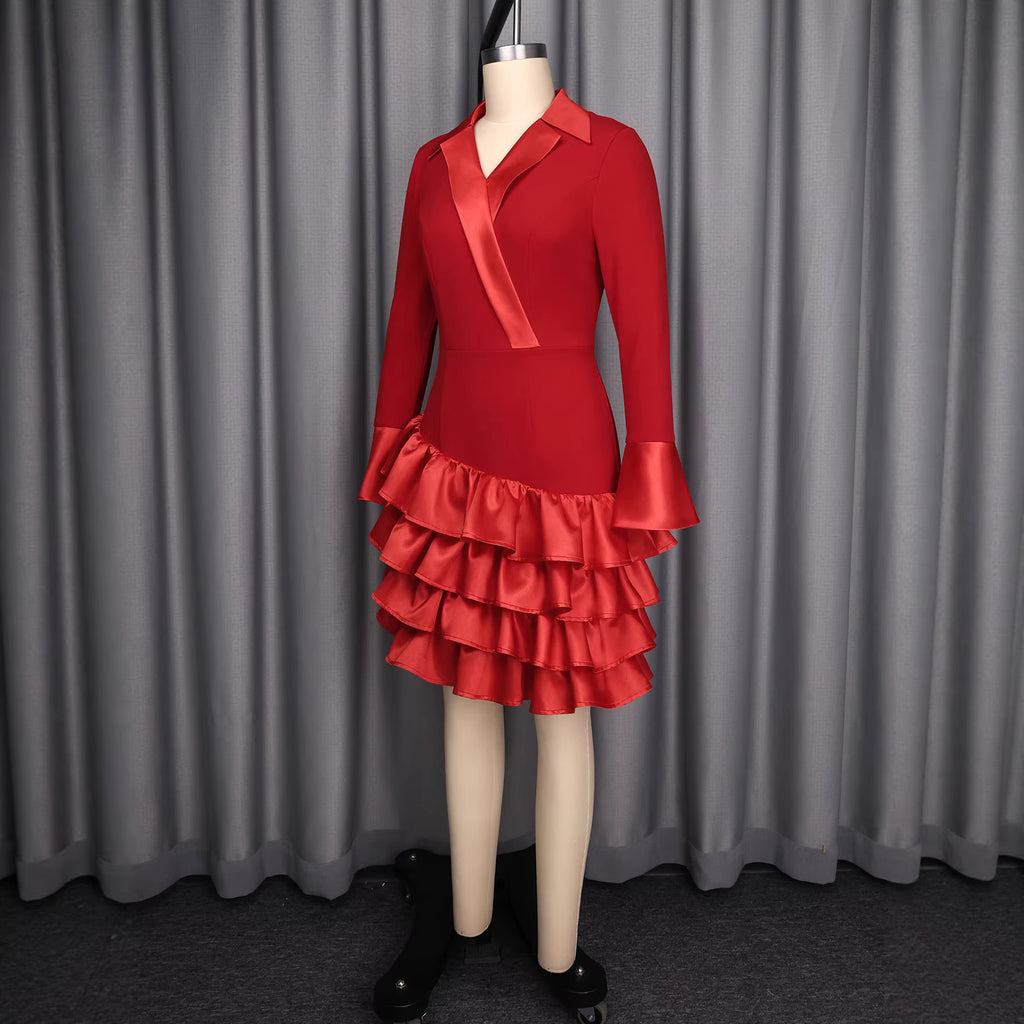 Collar long sleeved dress