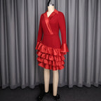 Collar long sleeved dress