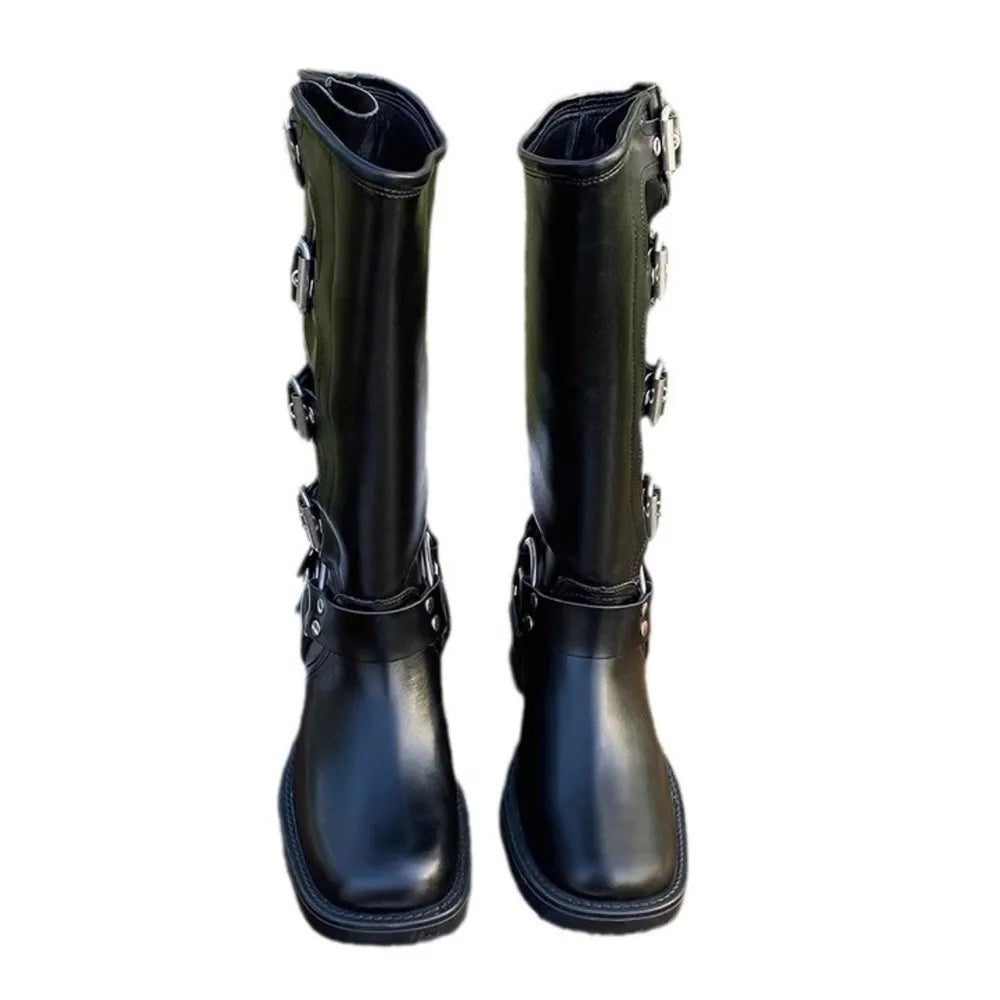 Round Toe Block Heels Boots