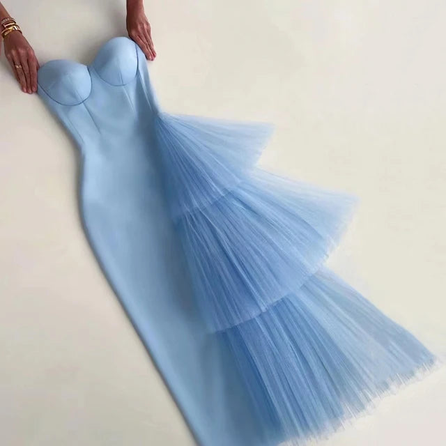 Bandage dress new high waisted dinner dress strapless mesh dress