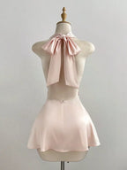 Satin Backless Halter Neck Dress