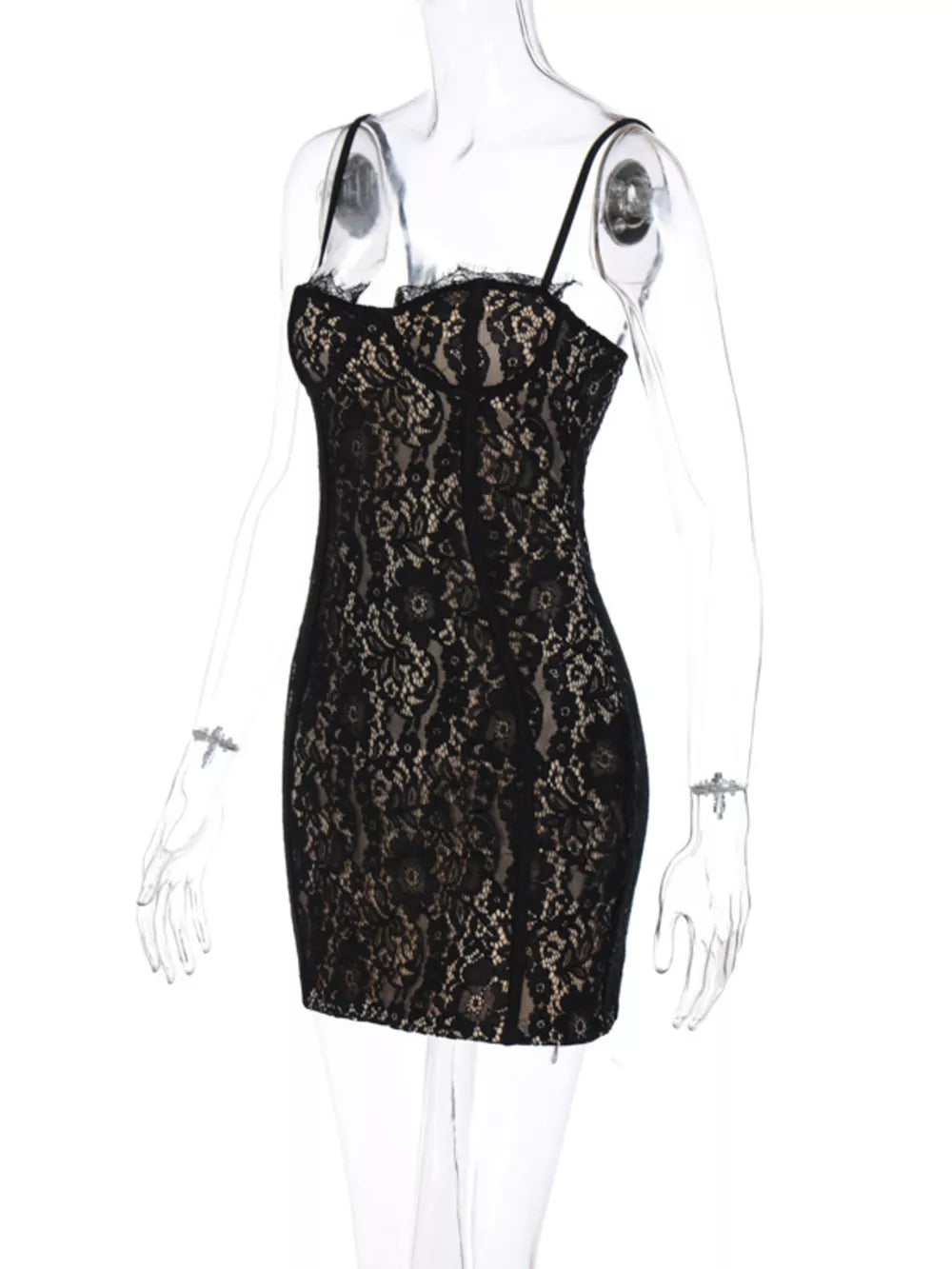 Lace Spaghetti Strap Mini Dress