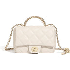 Metal chain diamond grid handbag
