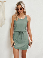 Hollow swimsuit cover cross back bohemian summer dress