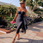 Bandage dress new high waisted dinner dress strapless mesh dress