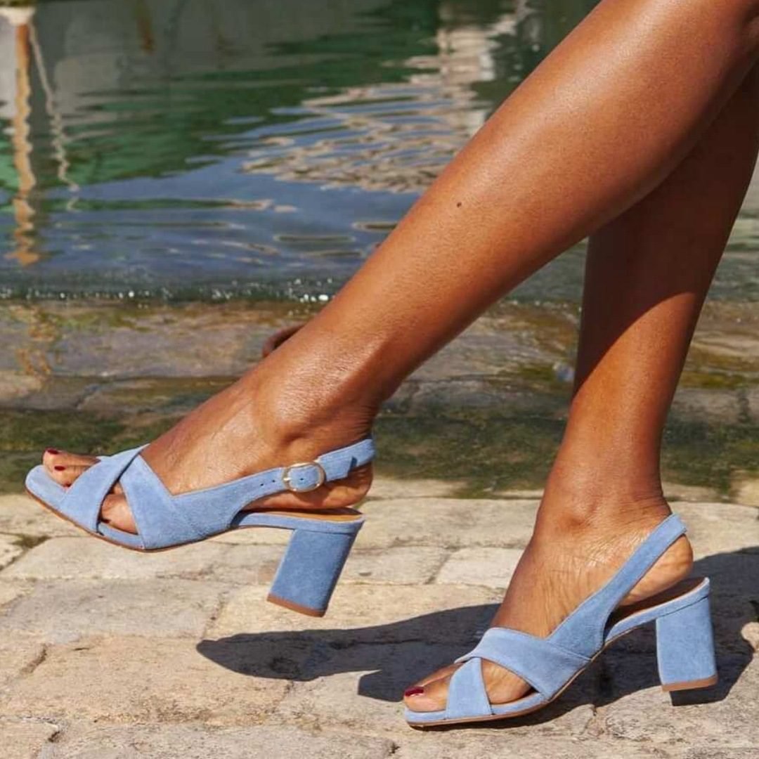 Elegant high-heeled single shoe suede open toe sandals