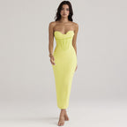 Strapless Back Slit Fitted Dress