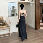 Sexy lace patchwork camisole evening dress for women