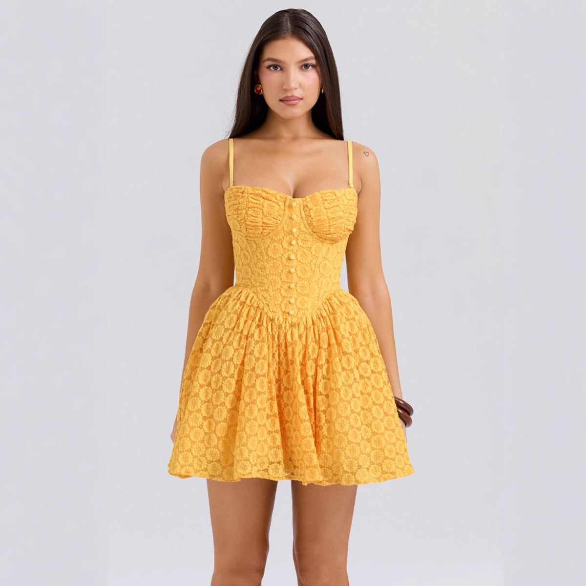 Backless A-line fluffy dress short princess dress