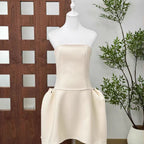 French style heirloom white strapless dress