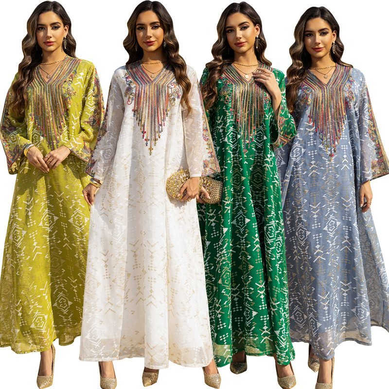 Embroidered Evening Dress with Applique Patchwork Dress