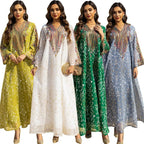 Embroidered Evening Dress with Applique Patchwork Dress
