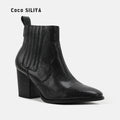 Large Size Short Boots British Style Martin Boots Thick With High Heel Pointed And Naked Boots Snakeskin Pattern