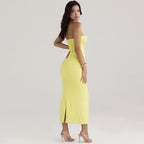 Strapless Back Slit Fitted Dress