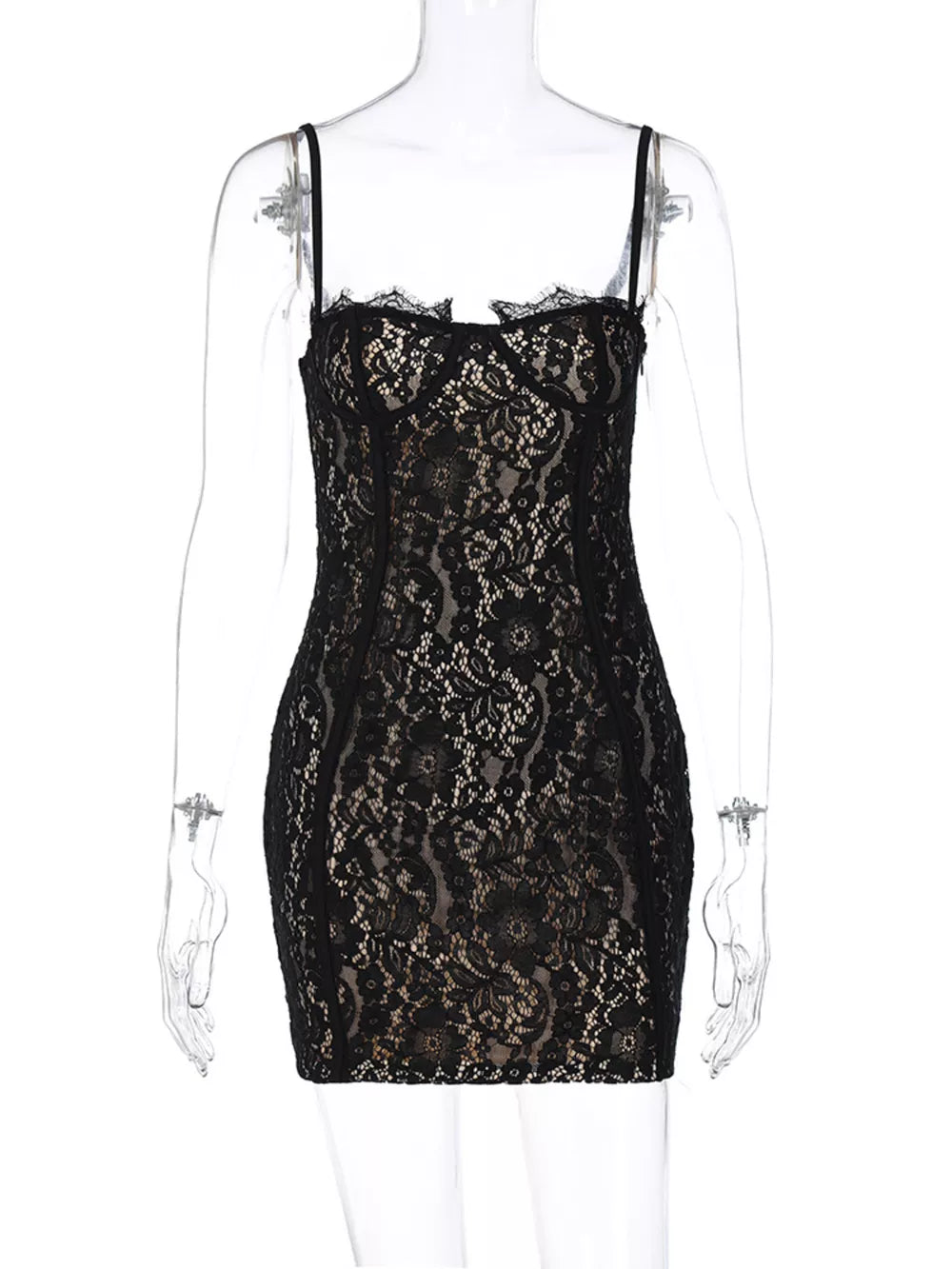 Lace Spaghetti Strap Mini Dress