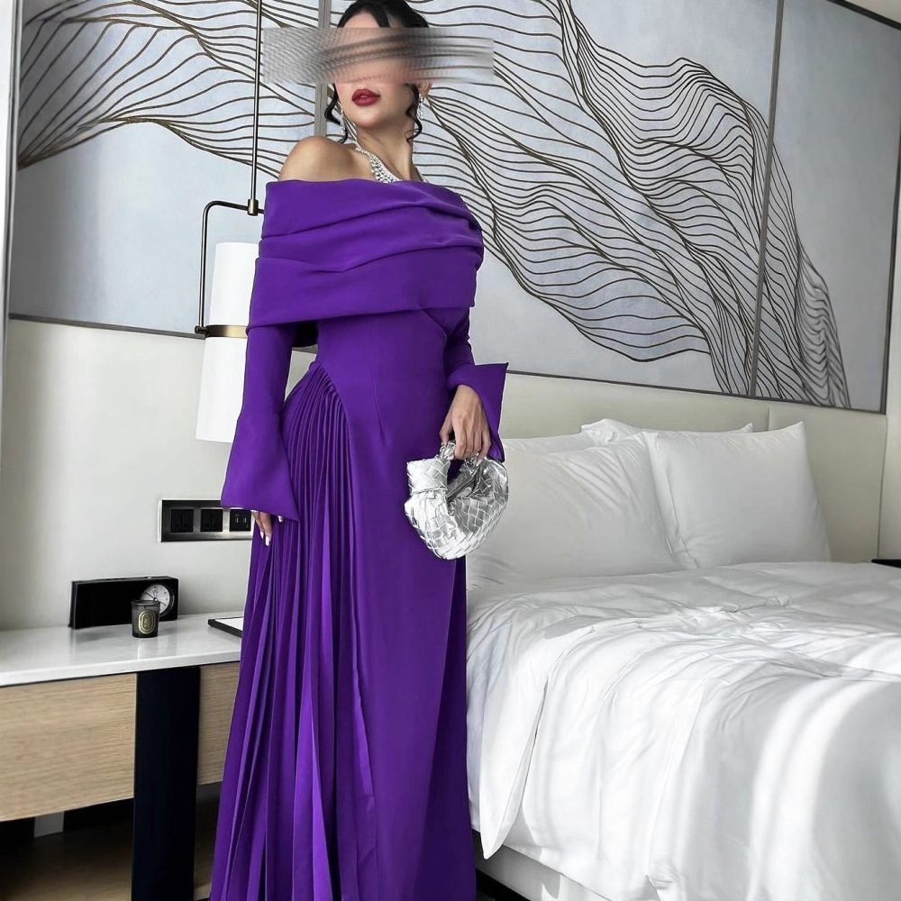 Sexy Off-the-Shoulder Pleated Evening Dress for Women