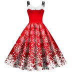 Christmas dress snowflake suspender women's dress
