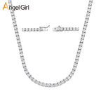 Copper Plated 18K Gold Zirconia Tennis Necklace Fashion Trendy Style Neck Chain