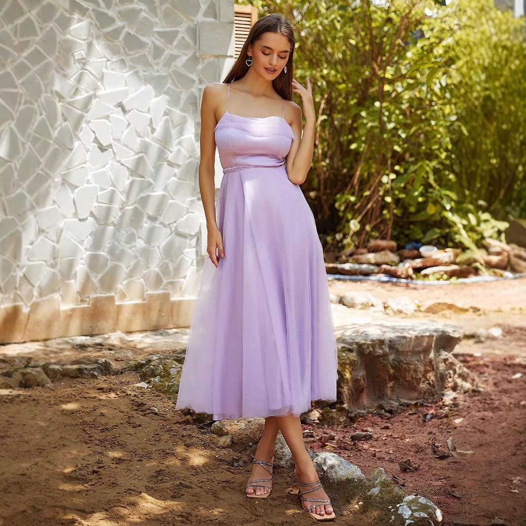Evening Dress Purple Strapless Dress New Formal DressForeign Trade