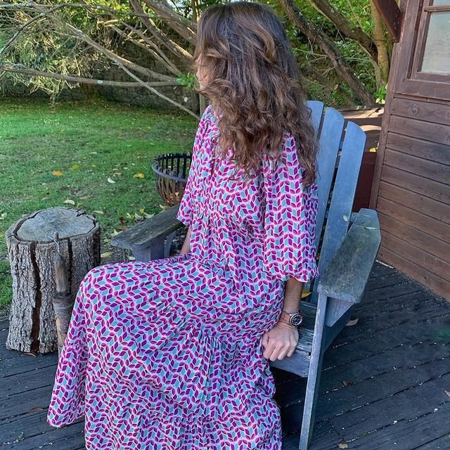 Bohemian Print Long Sleeve Maxi Dress for Women Fashion Spring Style Flowy Long Dress
