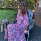 Bohemian Print Long Sleeve Maxi Dress for Women Fashion Spring Style Flowy Long Dress
