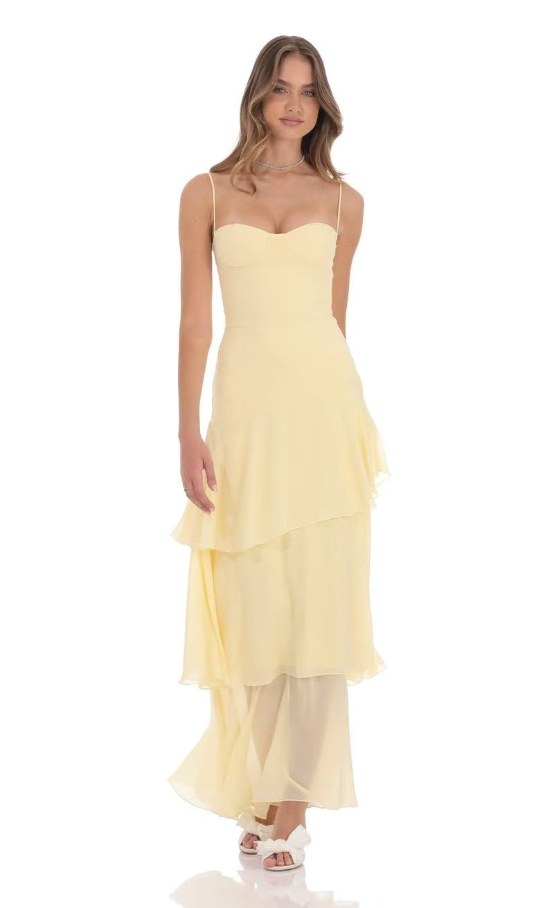 Style Strapless Tie-Back Casual Elegant Maxi Dress for Women