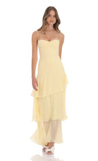 Style Strapless Tie-Back Casual Elegant Maxi Dress for Women