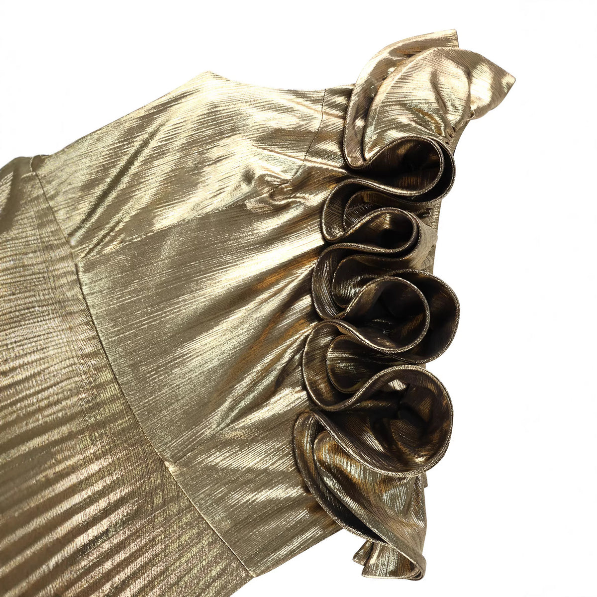 Slanted collar shiny dress