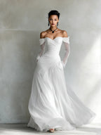 Mesh strapless long dress