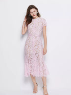 Lace Short Sleeve Mermaid Dress