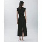 Side pleated sleeveless dress small black dress