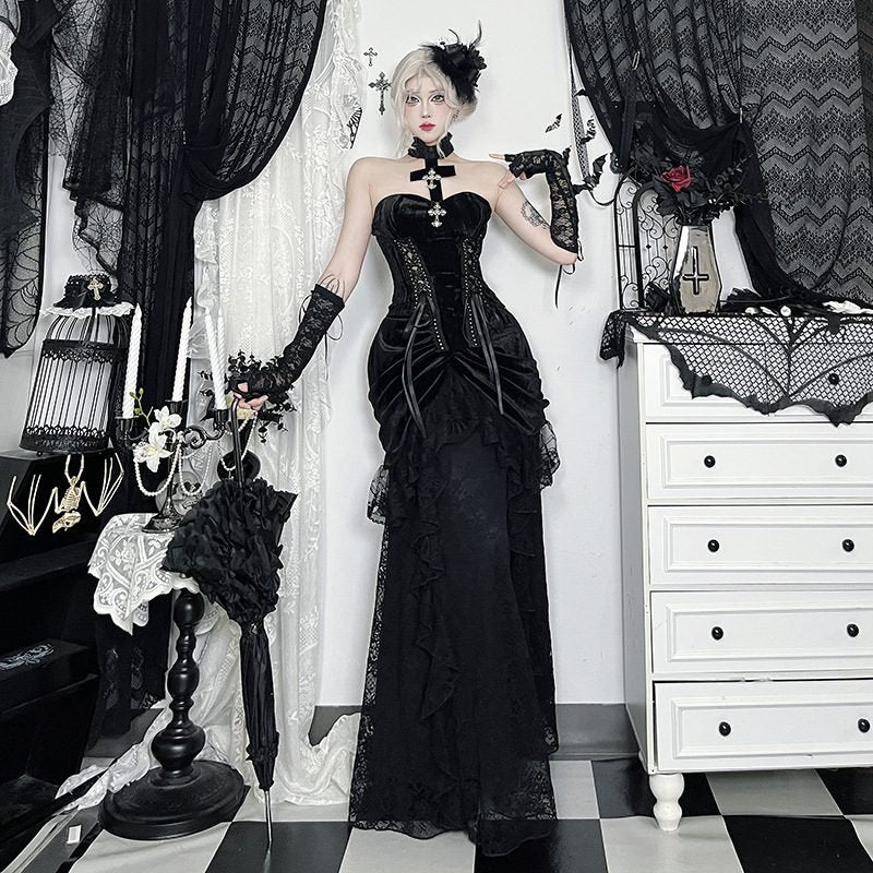 Subculture Victoria Velvet Banquet Evening Dress Skirt